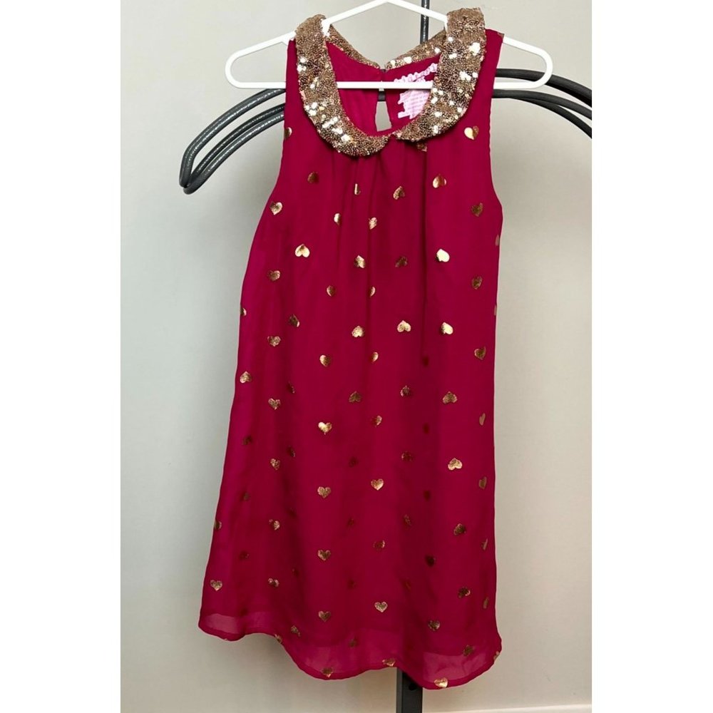 Kidtopia Heart gold sequins peter pan collar dress‎ size 6